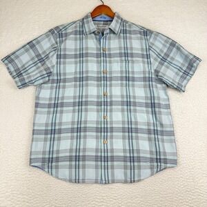 Tommy Bahama The Coconut Point Silk Plaid Shirt‎ Mens Medium Short Sleeve Button
